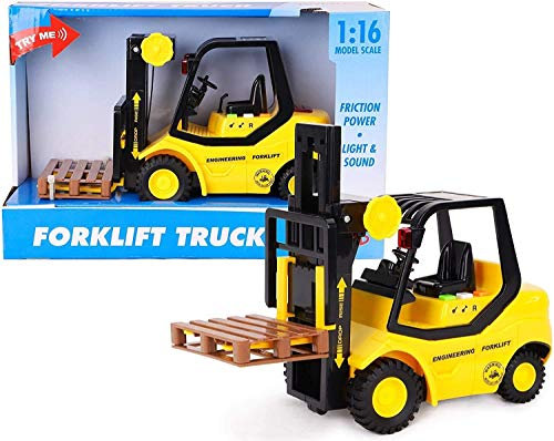 Toyland® 23cm (9) Friction Powered Forklift Pallet Truck - Scale (1:16) - Boys Construction Toy With Lights & Sound - Ages 3+