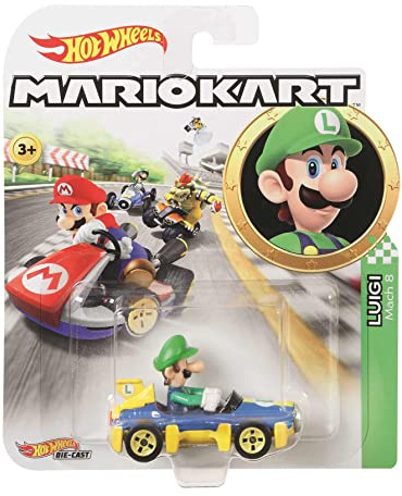 Hot Wheels Mario Kart Collection of 1:64 Scale Die-Cast Replica Vehicles, Toy Collectibles, GBG27