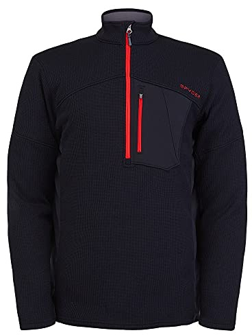 Spyder Active Sports Bandit Herren Halber Reißverschluss, Schwarz/Rot, Größe M, Schwarz, Rot, M