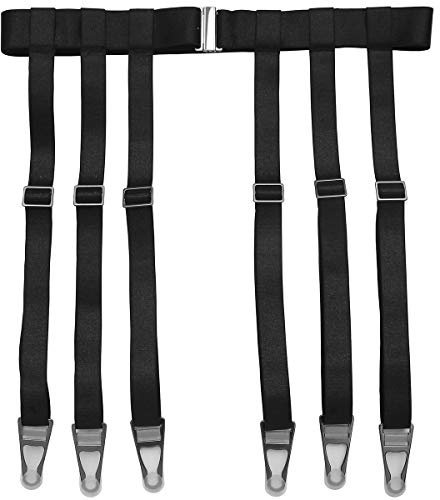GARGALA Garter Belt for Women Simplicity Sexy Socks Suspender for Stockings with 6 Metal Clips (Black 6-Strap with Garter Clips)