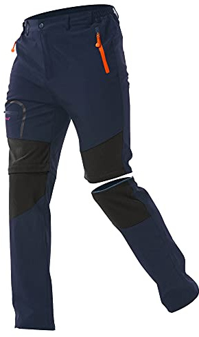 Zoerea Pantaloni Trekking Uomo Asciugare Rapidamente Traspiranti Convertibile Pantaloncini Primavera Estate Sottile All'aperto Alpinismo Escursionismo Calzoni (XL, Blu Scuro)