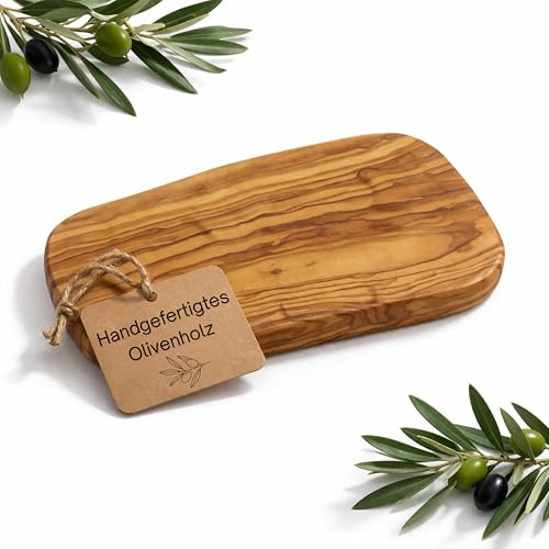 HOFMEISTER® Tabla de cortar de madera de olivo – 30 x 15 x 1,5 cm – Tabla de cocina de madera maciza, duradera, antibacteriana, hecha a mano, para servir, 1 pieza