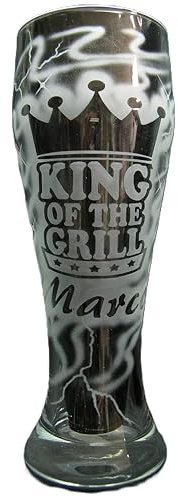 Weizenglas 0,5 l mit Gravur Grill Barbecue Logo und Name personalisiert Glas Bierglas Weizenbierglas Weißbierglas individuell Geschenk