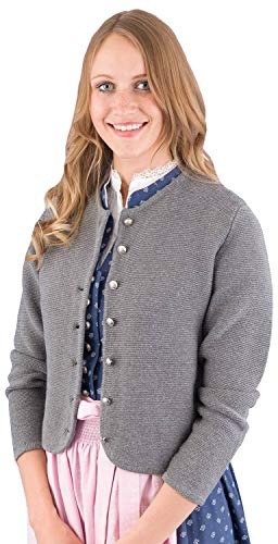 AlpSpur Trachtenjacke Strickjacke Lina Baumwolle mehrere Farben (grau, 42)