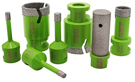 FACHLICH Diamant-bohrkrone Set 6/6/8/20/35/40mm mit 20mm Diamant Fasenfräser Vakuumgelötete für Porzellan Fliese Granit Marmor Trockenbohren