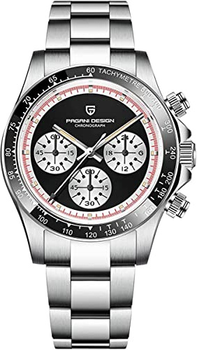 Pagani Design VK63 Orologio sportivo al quarzo da uomo in acciaio inossidabile impermeabile con movimento cronografo alla moda, Pd1676-nero-cjk, Classico