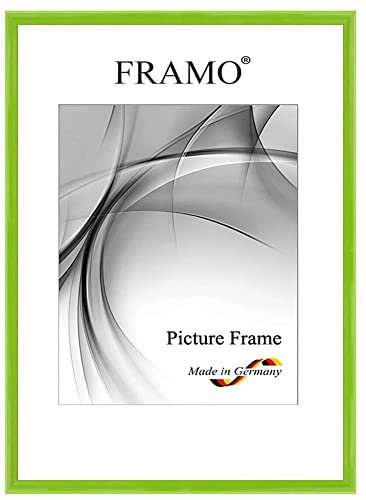 FRAMO Holz Bilderrahmen Schmal 24 x 30 cm aus Massivholz | Hell-Grün Hochglanz | Farbe/Größe wählbar | Rahmen für Poster | Puzzle | Foto collage N°120