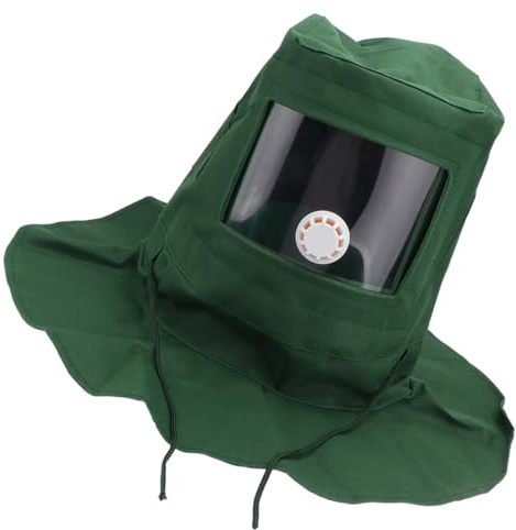 Cagoule de Sablage Verte en PC et Tissu, Légère et Respirante | Poussière et Ponçage, Visière de Protection, Usage Atelier, Équipement de Protection