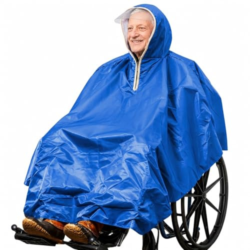 Winter Wheelchair Poncho for Elderly & Disabled - Mobility Scooter Rain Cape Cover for Wind Snow Dust Freenze Resistance, 56x64 (Blue-A)