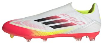 adidas Mixte F50 League Laceless Football Boots FG/MG, Cloud White/Core Black/Solar Yellow, 45 1/3 EU