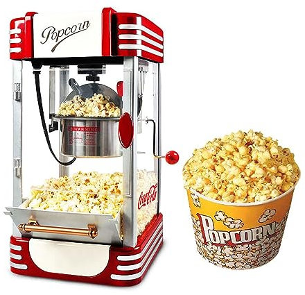 Hot Air Popcorn Machine, 310W Electric Popcorn Maker, Commercial Automatic Popcorn Machine Large Capacity Electric Corn Popper Machine