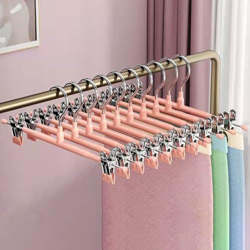 10 Stück, Metall Hosenbügel Kleiderbügel Mit Zwei Rutschfesten Clips, Hosenbügel Aus Metall Mit Verstellbaren Clips, Hosenbügel Klemmbügel Geeignet Für Hosen, Röcke, Socken