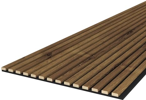 Leiste24 Akustikpaneel 2400 x 600 mm Schwarz Eiche rustikal | Lamellenverkleidung mit schwarzem Akustikfilz, Wandverkleidung im Lamellendekor Eiche rustikal für moderne Innenräume