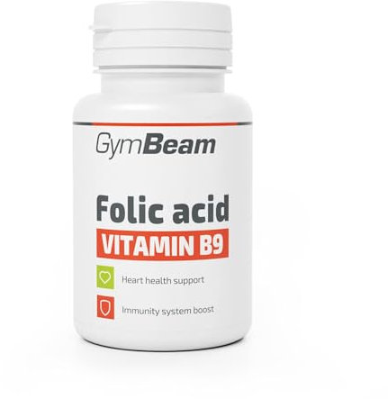 GymBeam Acido Folico - Compresse di 800μg di Acido Folico, Vitamina B9 per il Sistema Immunitario, Riduzione Stanchezza, Supporto Psiche e Divisione Cellulare, Formazione Sangue, 90 Compresse