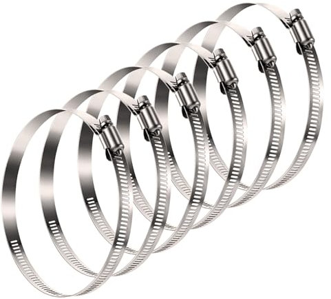 LOOTICH Morsetti per Condotte in Acciaio Inox Ø 91-114 mm per Condotti Tubo Flessibile 4 Pollici HVAC Fascette per Condotti di Ventilazione 6 Pezzi