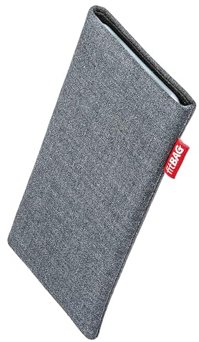 fitBAG Jive Grau Handytasche für Apple iPhone 16 Pro Max 6.9 Tasche aus Textil-Stoff mit Microfaserinnenfutter | Hülle mit Reinigungsfunktion | Made in Germany