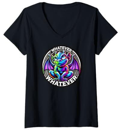 Womens Whatever Whatever - Funny Little Gargoyle V-Neck T-Shirt