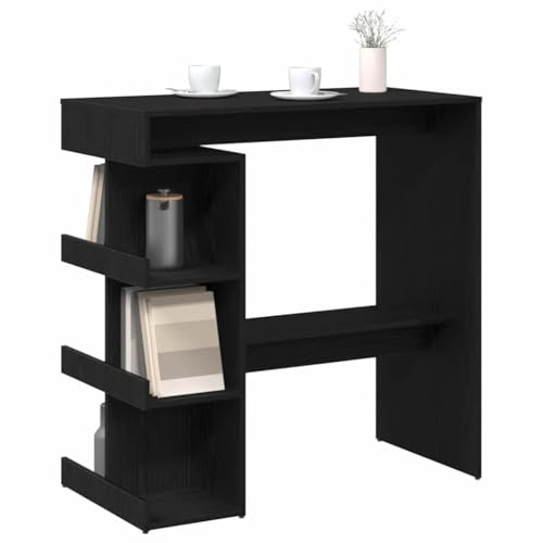 vidaXL Tavolo da Bar Rovere Nero 100 x 48 x 101,5 cm Legno Multistrato, Tavolo Bar, Rettangolare, Design Moderno, salvaspazio, Resistente per Interni, Stile Minimalista