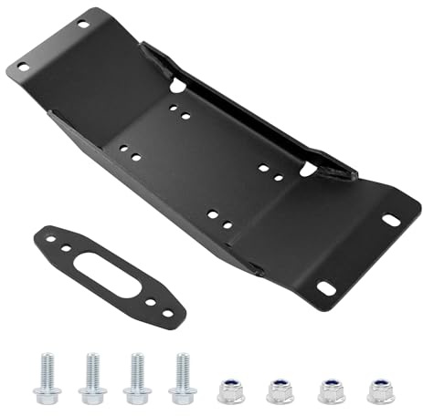 Winch Mount Plate Bracket Kit Compatible with 2022-2025 Polaris Ranger Midsize SP 570/ 570 Crew, Heavy Duty Steel Plate, Black Powder-Coated