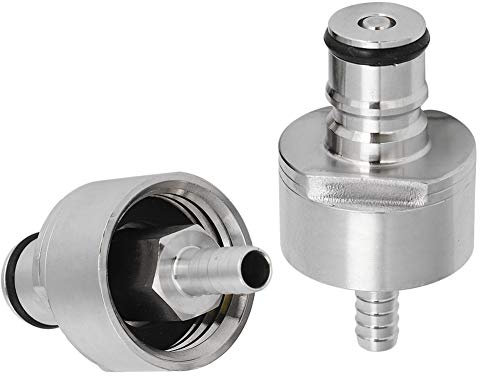 Carbonator Cap, Ball Lock 2Pcs Stainless Steel with 5/16in Barb Ball Lock Type Carbonation Cap Fit Soft Drink PET Bottles