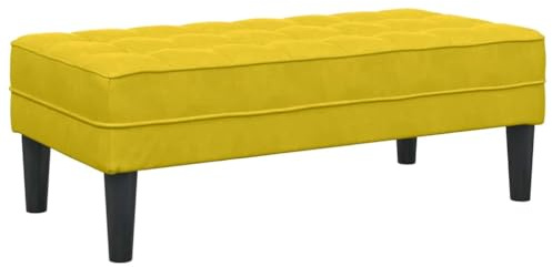 vidaXL Banco con cojín Amarillo 113 x 57 x 39 cm Terciopelo, Ottomán de Terciopelo Moderno, Banco Rectangular Elegante, Asiento Suave y práctico para casa