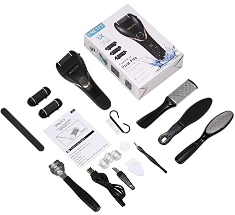 TARSHYRY Conjunto de Callos de Pie Eléctrico Conjunto de Molinillo de Pie Recargable Pantalla Digital Herramientas de Pedicura de Acero Inoxidable Kit de Cuidado Portátil con 3 Cabezales