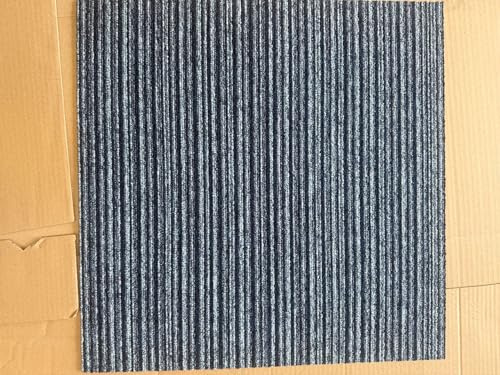 Blue Stripe 20pcs Carpet Tiles 50x50 cm | 5 SQM Carpet Floor Tiles | Heavy Duty Non-Slip Flooring Rugs for Commercial Retail, Office, Home, Kitchen, Bedroom, Living Room, Bathroom