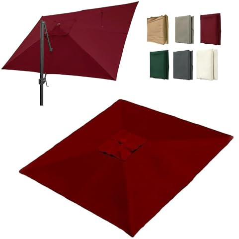 IMUNKT 3x4m Rettangolare Telo Di Ricambio Per Ombrellone A Sbalzo Copertura Di Ricambio Superiore Ombrellone Da Giardino, 8 Stecche, Anti-UV(Burgundy,3x3m(10'x10'))