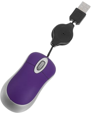 POPETPOP Souris USB Télescopique Filaire Compacte pour PC Portable et Bureau, Design Fonctionnel Ergonomique, Usage Voyage, Couleur Violet
