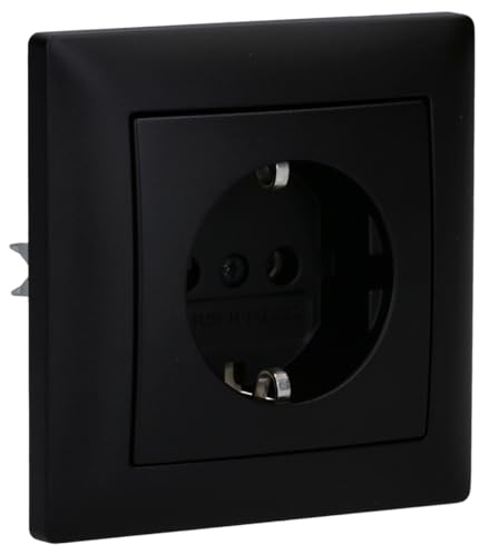 Busch-Jaeger Busch-balance SI Steckdosen Set + Rahmen Schwarz matt | 1× 20 EUC-915 SCHUKO Steckdose + 1× 1721-915 1-fach Abdeckrahmen