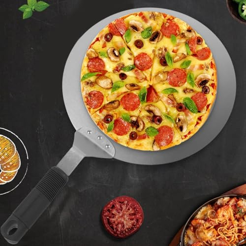 BlesConi Pala per pizza in acciaio inox per forno – Pala per torta con manico, 25,4 cm e 30,5 cm, argento e nero
