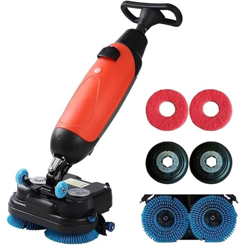 Máquina limpiadora y pulidora de suelos comercial con doble cepillo y rotación de 360° para uso doméstico y comercial