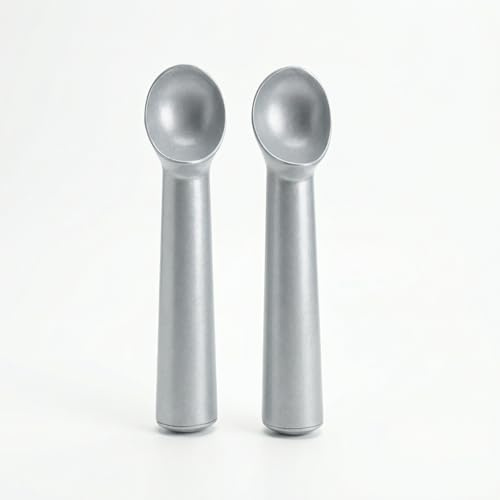 Merzio Ice Cream Scoop, Professional Non-Stick Anti-Freeze Ice Cream Scooper, Heavy Duty One-Piece Aluminum Spoon for Hard Ice Cream, Gelato, Sorbet, Cookie Dough & Melon Baller (Silver, 7 Inch)