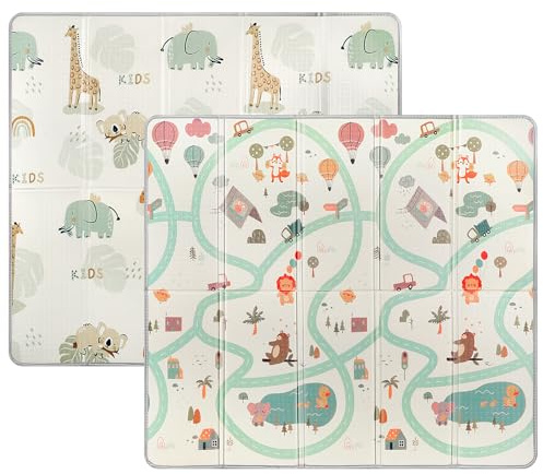 Spielmatte Baby Faltbar 180x200 cm,XXL Krabbelmatte Baby Schadstofffrei mit Buchstaben &Zahlen,Wasserdichte Babymatte Krabbelmatte–Doppelseitige Kinder Spielmatte für drinnen&draußen,1,0 cm Dick E