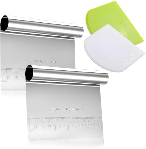 VIVIIHOO Grönsaksskrapa kök rostfritt stål och degskärare av plast, 4-delad degskrapa, köksskrapa, Dough Scraper, bagerihorn för kök och bageri