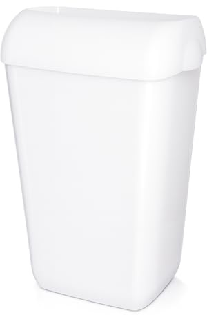Blanc HYGIENIC Premium BIN Abfallbehälter 25 Liter Weiß | ABS-Kunststoff, Einwurfwölbung, Deckel & Wandhalterung inkl., für Sanitärraum, Büro, Küche & WC