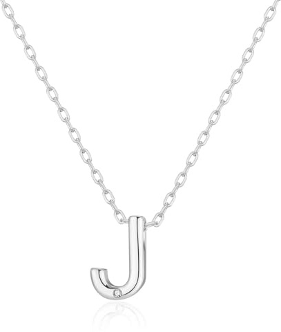 Philip Jones Silver Plated Initial Necklaces A to Z Created with Zircondia® Crystals