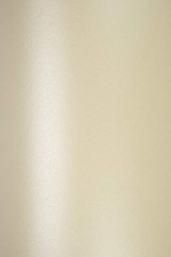 Netuno 50x Perlmutt-Creme Bastelpapier DIN A5 210 x 148 mm 120g Majestic Candelight Cream Perlglanz-Papier Metallic-Effekt Glanz-Papier cremefarben Perlmutt für Hochzeit Geburtstag Taufe