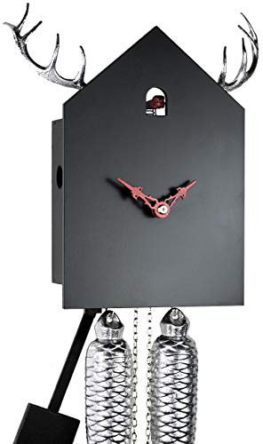 von Eble Uhren-Park Kuckucksuhr Original Schwarzwälder Kuckuckuhr Echtholz mechanisches 8-Tage Laufwerk NEU VDs Zertifikat Romba -Modern Dear 25cm- OD34HG-2/6