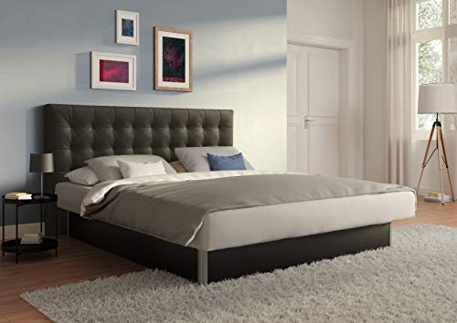 SuMa - komplettes Wasserbett 200x210 dual freistehend m. Sockel schwarz und Kopfteil Nuevo, Farbe Carbon 200x210 cm