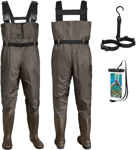 Croch Waders Pesca per uomo e donna, impermeabili, in PVC, nylon, con stivali in gomma, taglia 45