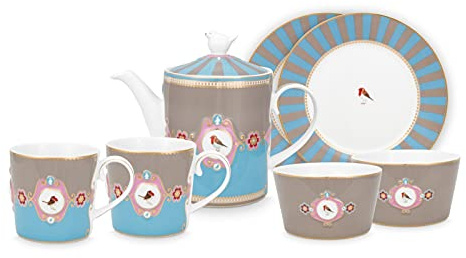 Pip Studio Love Birds Teeset blau-Khaki Set7