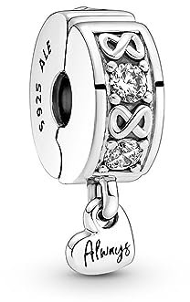 Pandora Moments Charm clip Infini en argent sterling avec zircones cubiques transparentes et attache en silicone