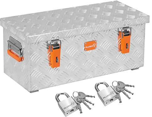 alubox Werkzeugtruhe ABX-R37 Aluminium Riffelblech Werkzeugkiste Transportkiste 37 Liter PROMO inkl. 2 Edelstahl Schlösser