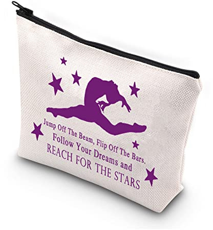 PLITI Gymnastik-Make-up-Tasche für Frauen und Mädchen, inspirierendes Geschenk, Gymnastik-Trainer-Geschenk, Jump Off the Beam Bagu
