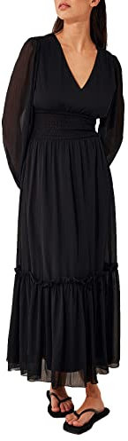 NA-KD Vestido tobillero con Detalle Fruncido Informal, Negro, 36 para Mujer