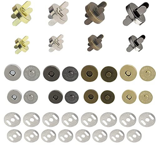 KOSHIFU 40 Stück Magnetknöpfe für Taschen Magnetverschluss 14mm und 18mm Magnetische Knöpfe Druckknöpfe für Handtaschen Kleidung ohne Nähen (Silber und Bronze)