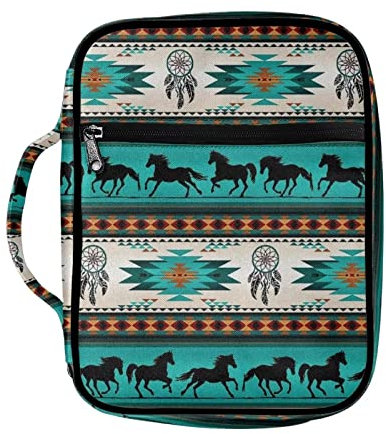 Howilath Traditionelle ethnische Bibeltasche mit Tribal-Pferd, langlebig, tragbar, Bibel-Organizer, Bibel-Tragetasche, Kirche, Bibeltasche