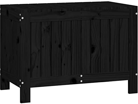 Tidyard Contenitore da Giardino,Cassa Portaoggetti in Legno,Baule da Giardino,Baule da Esterno Grande,Scatola per Cuscino,Baule Multiuso,Portacoperte da Giardino,Nero 76x42,5x54 cm