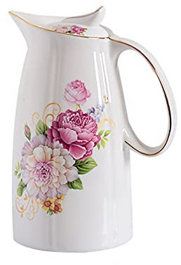 Carafe d'eau Pichet en céramique de grande capacité avec poignée Théière en céramique résistante à la température élevée for les boissons, le thé, le lait, le vin (50,7/67.6Oz) Carafes (Color : Bru